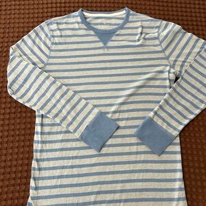 Gap Men’s Long Sleeve Striped Crewneck Shirt - Blue & Gray - Size Medium